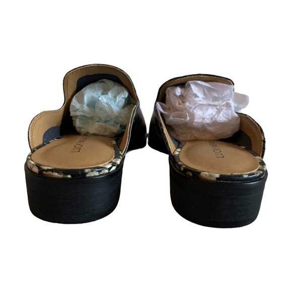 LUCKY BRAND Womens' Black Floral Cristley Leather Slip-On Mules Size 5.5 - Picture 4 of 7